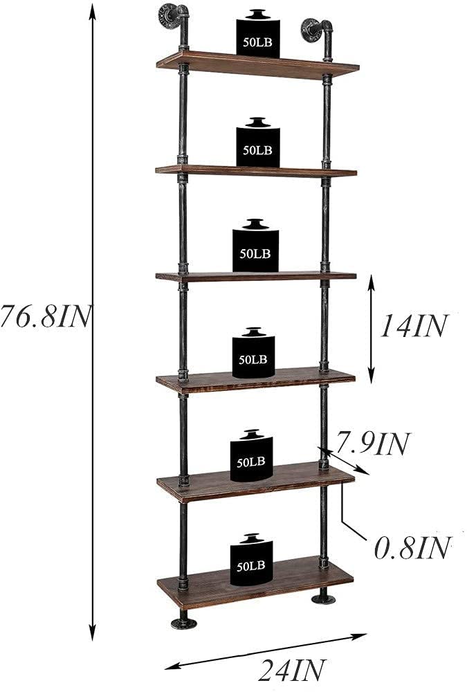 Industrial Pipe Bookshelves Rustic Wall Ladder Bookshelf Display Storage Stand Shelf