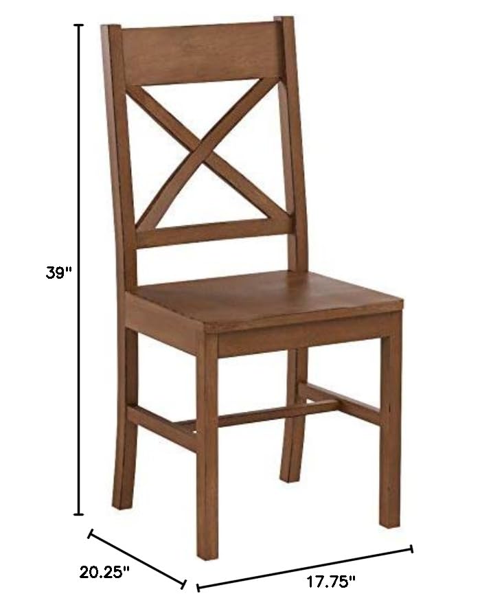 Modern Farmhouse Wood X-Back Armless Dining Chairs Kitchen, Set of 2, Brown