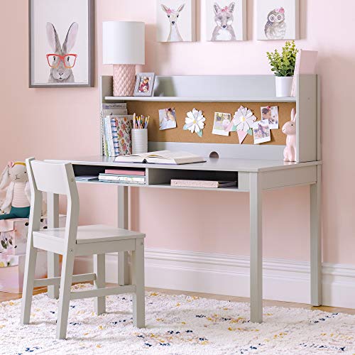 Living and Learning Kids' Desk with Hutch and Chair Set - Gray (Ages 5-12 Years)