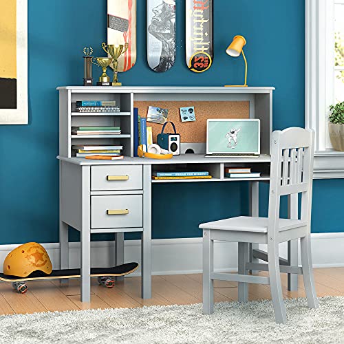 Taiga Desk, Hutch and Chair - Gray