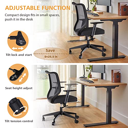 Ergonomic Office Chair Home: Mesh Desk Chair with Adjustable Arms