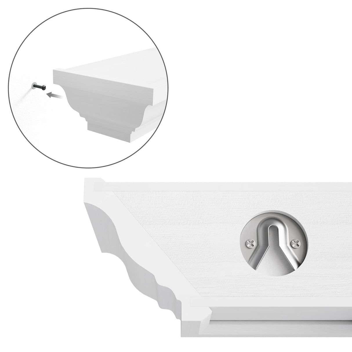 White Floating Shelves, 24 Inch Solid Wood Storage Wall Shelves Set of 4 Display