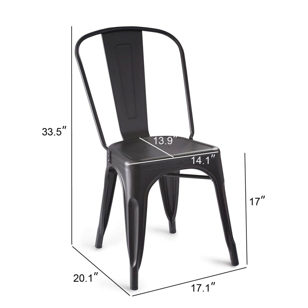 33DC01S4-BK Chair, 4 Pack, 20.1"D x 17.1"W x 33.5"H