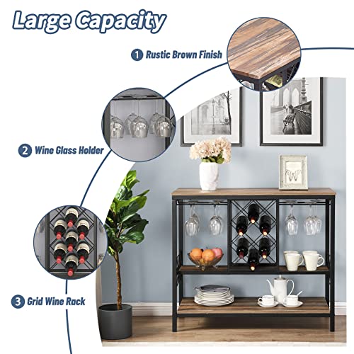 Industrial Wine Rack Table for Liquor and Glasses