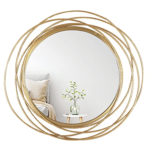 Round Gold Mirror 27.5" for Living Room Wall Decor,