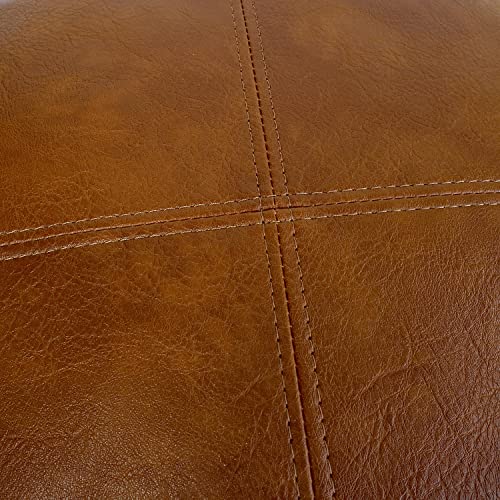 Unstuffed Faux Leather Pouf Cover, Handmade Footstool Ottoman Storage Solution