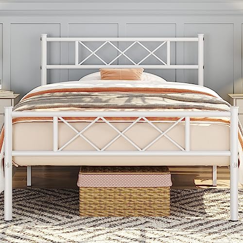 Metal Bed Frame Platform with Headboard and Footboard Mattress Foundation