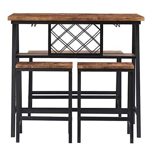 4-Piece Counter Height Dining Room Table Set, Bar Table with One Bench and Two Stools