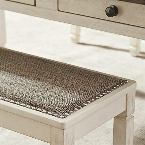Bolanburg French Country Upholstered Dining Room Bench, Antique White