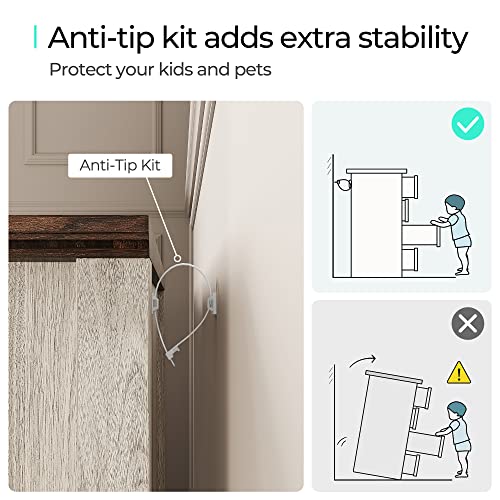 Dresser for Bedroom, Chest of Drawers with Metal Handles, Tall Dresser with 4 Drawers