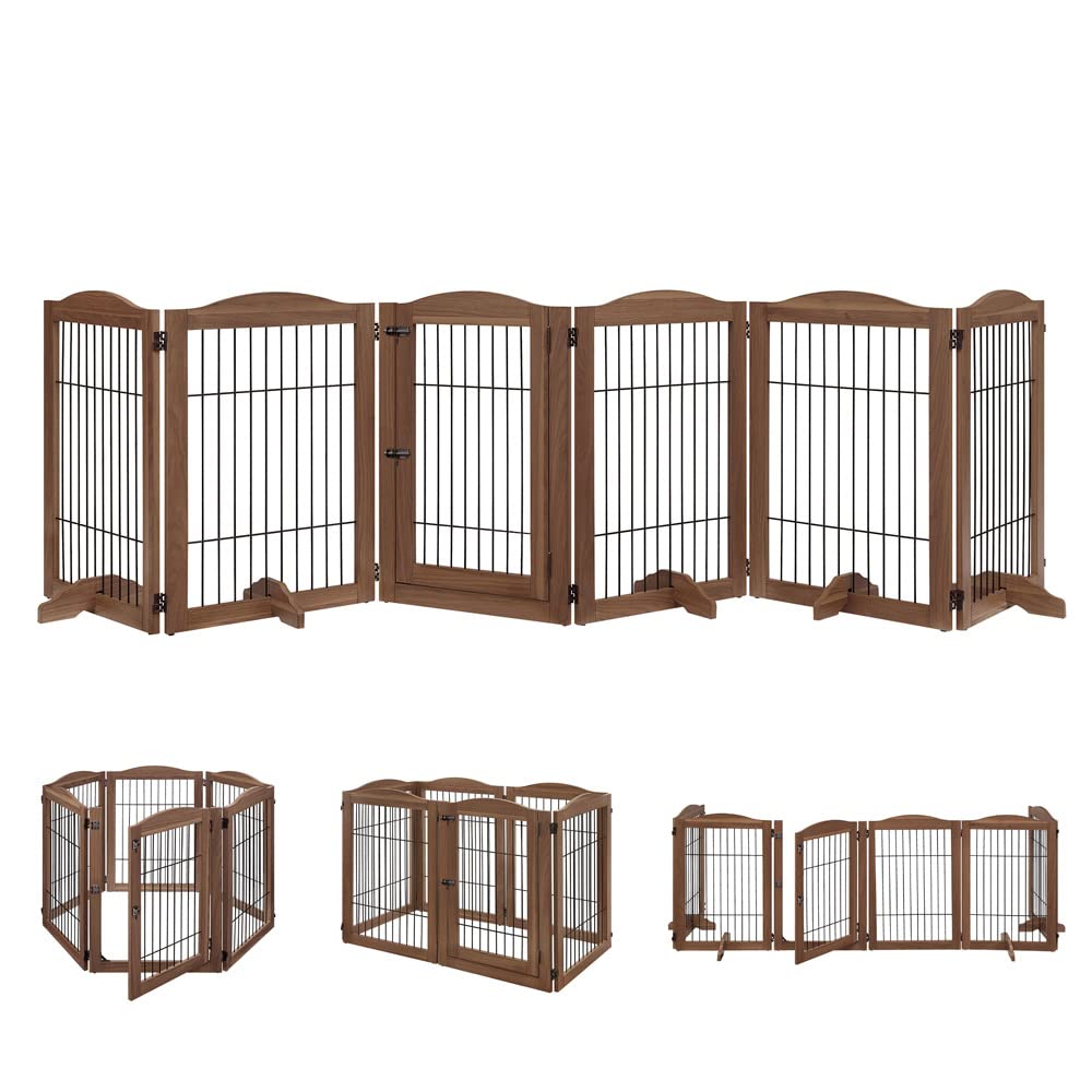 Extra Wide Dog Gate and Pet Playpen, Free Standing Tall Dog Fence