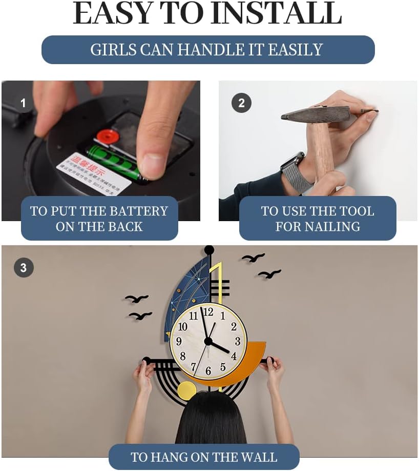 Modern Wall Clock Battery Operated 14 Inch Large Boat Design Pendulum Wall Clocks