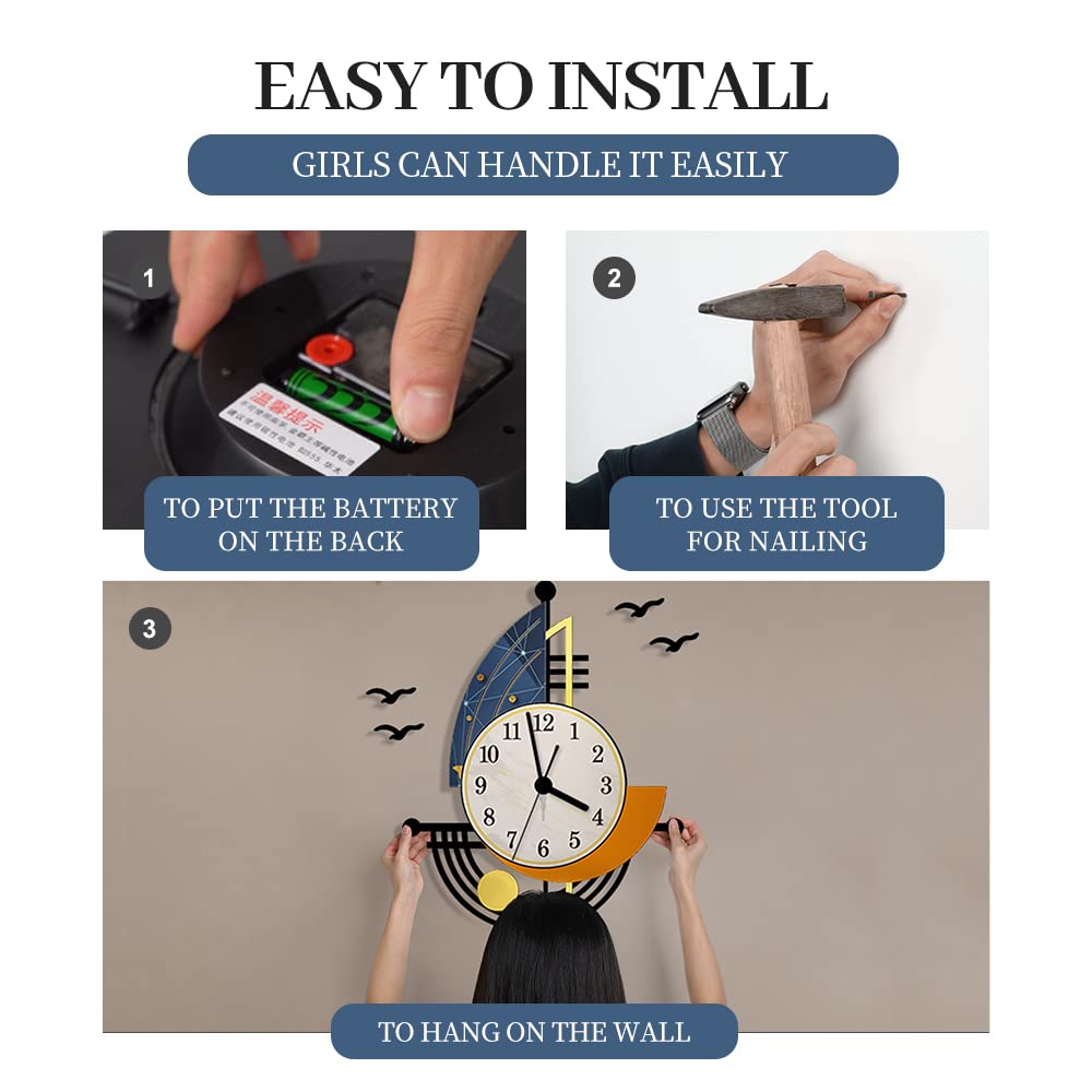 Modern Wall Clock Battery Operated 14 Inch Large Boat Design Pendulum Wall Clocks