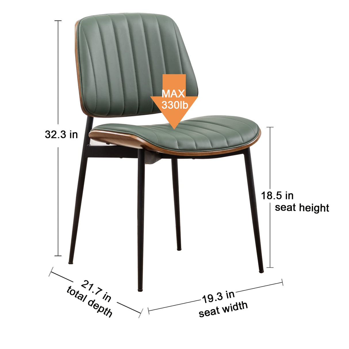 Dining Chairs Set of 2 Mid Century Modern Retro Faux Leather Chair