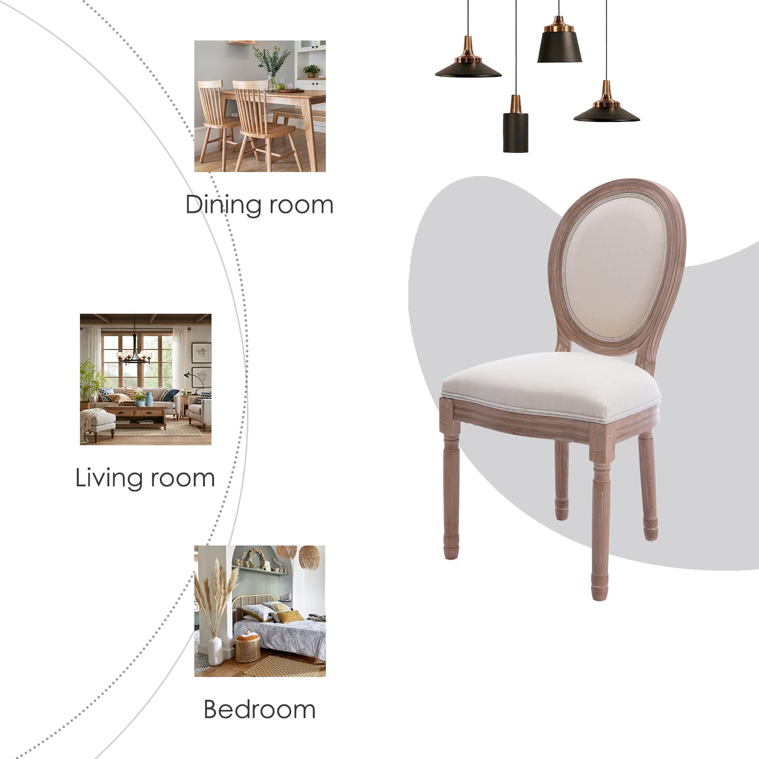 French Country Dining Chairs Set of 6, Farmhouse Dining Chairs