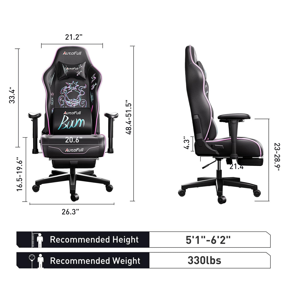 C3 Gaming Chair Office Chair with Ergonomic Wingless Cushion PU Leather Racing Style