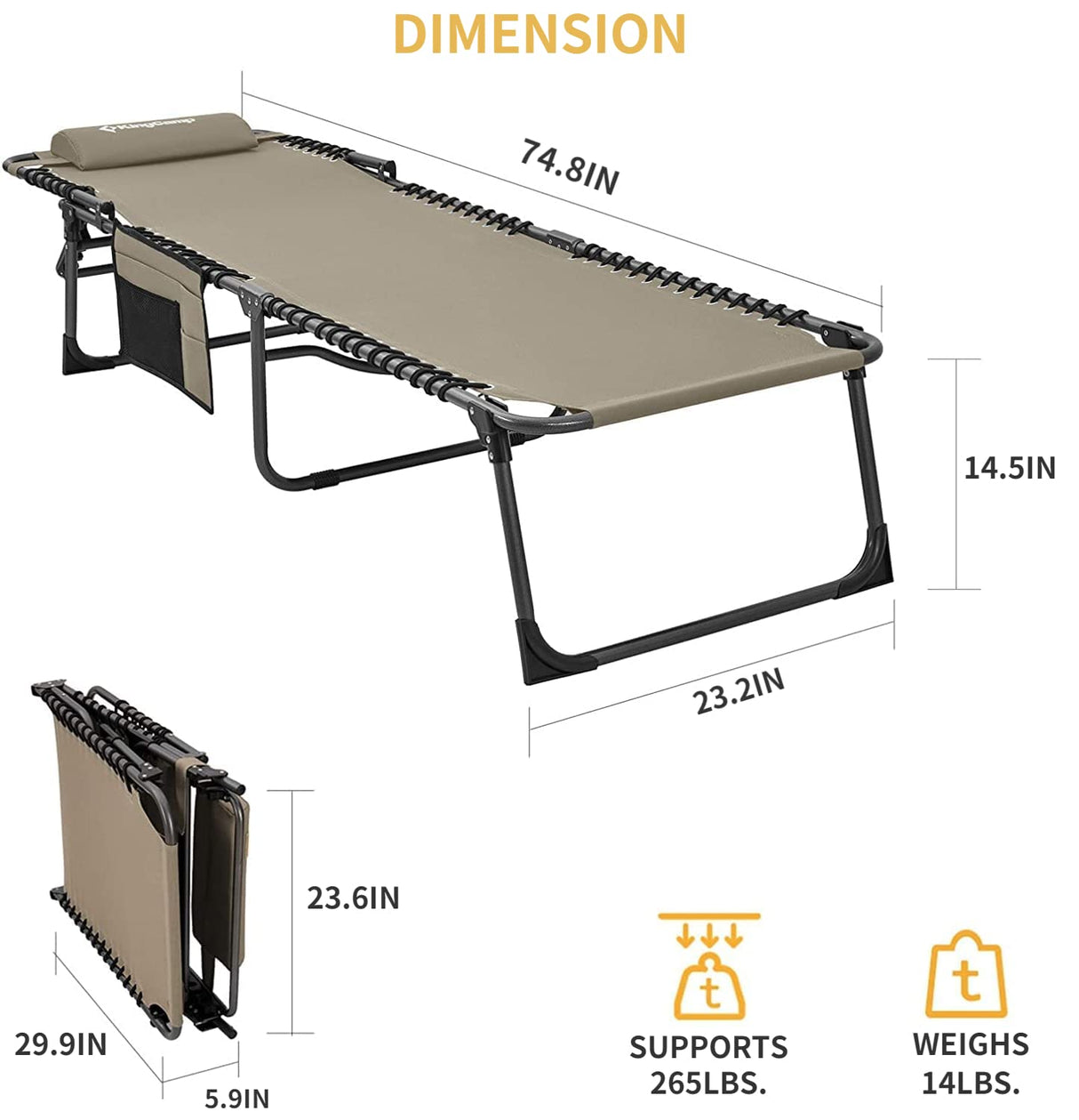 Lounge Chair, 74.8''x23.2''x14.5'', Beige