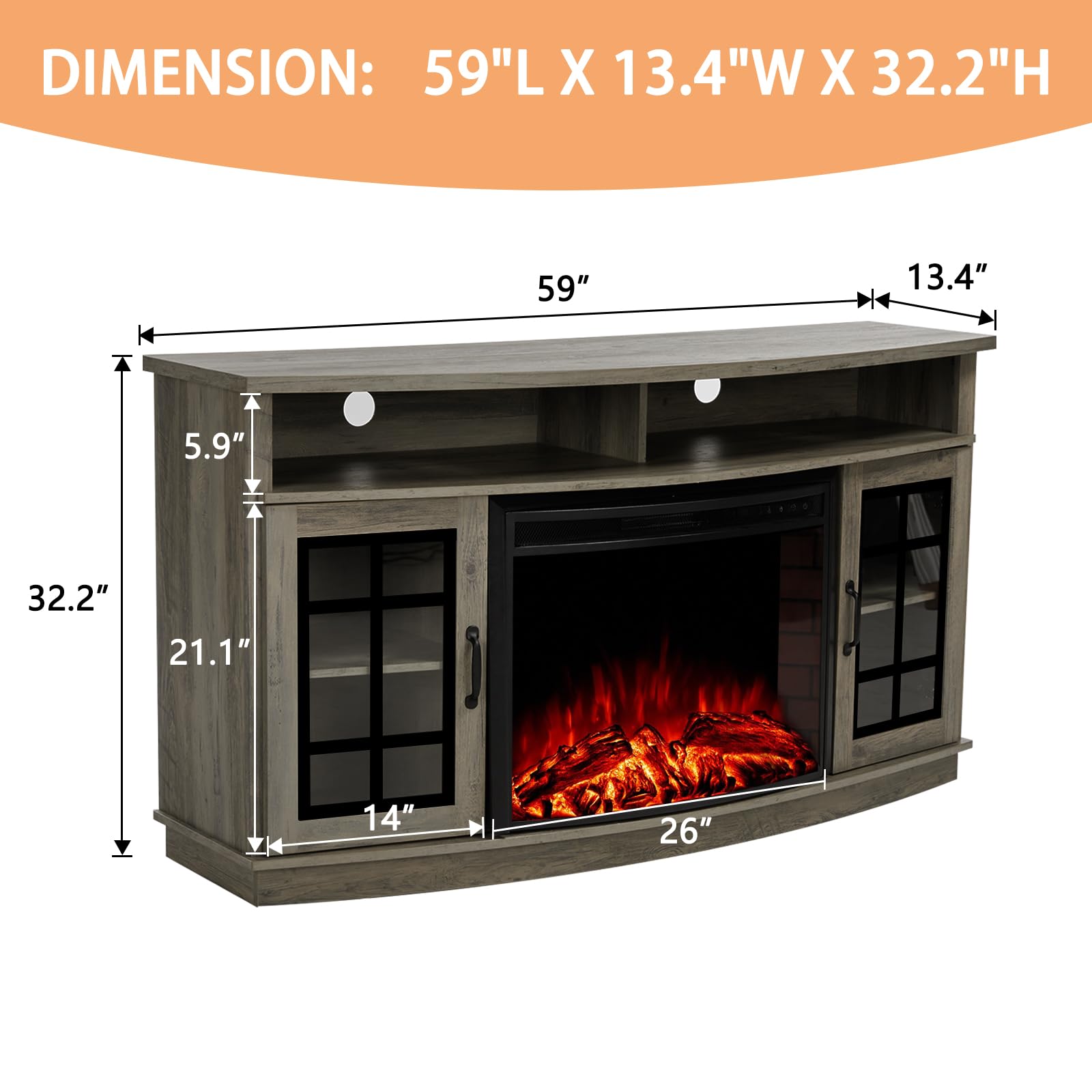 Entertainment Center Table with Open Shelves