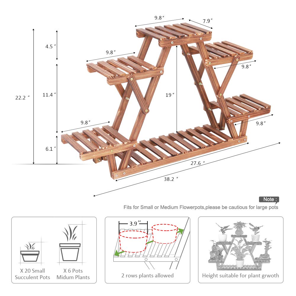 6-Tier Wooden Triangle Plant Stand – Space Saving Corner Shelf