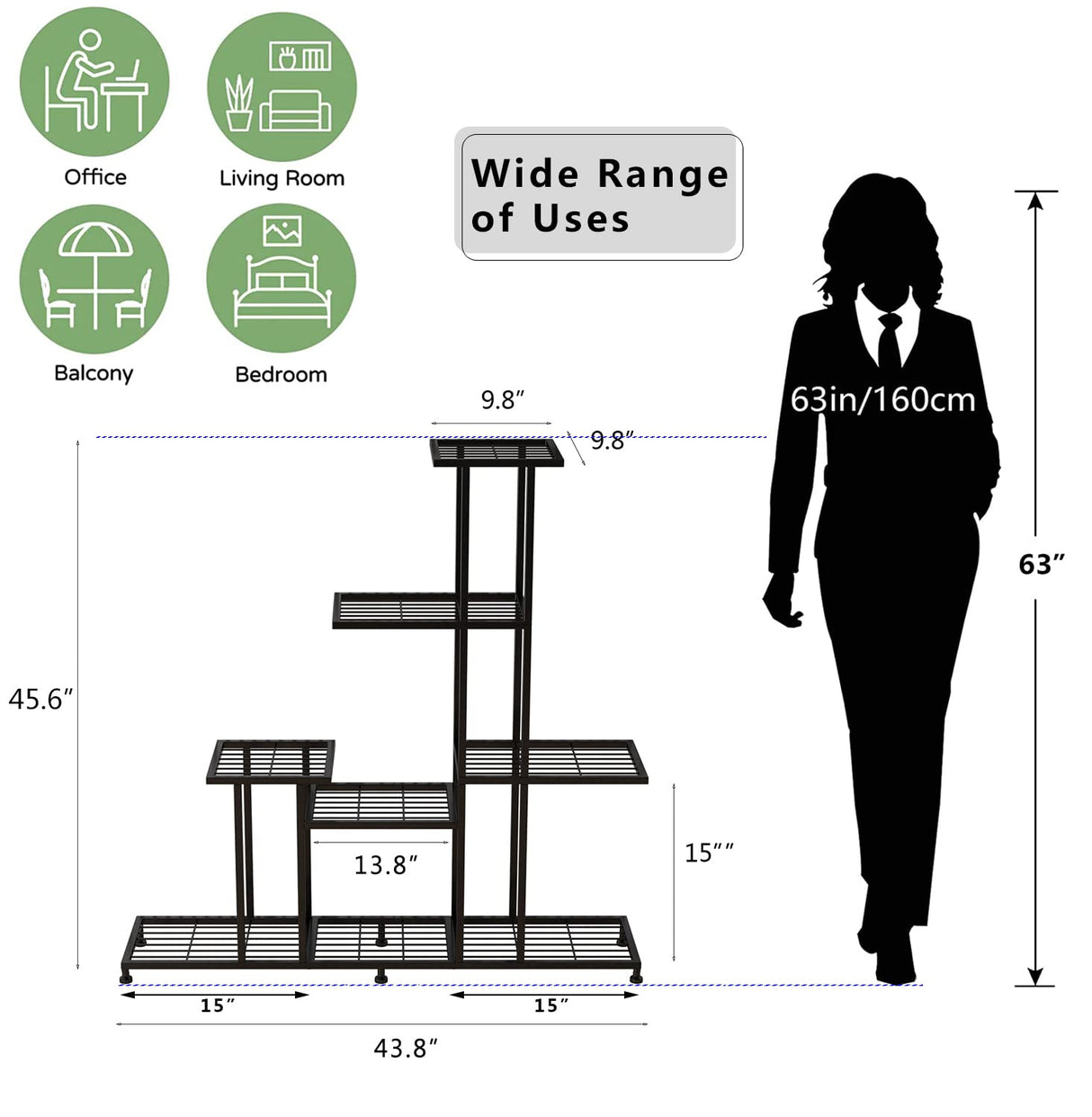 VersaTier 5 Tier Metal Plant Stand – Indoor & Outdoor Plant Display Rack