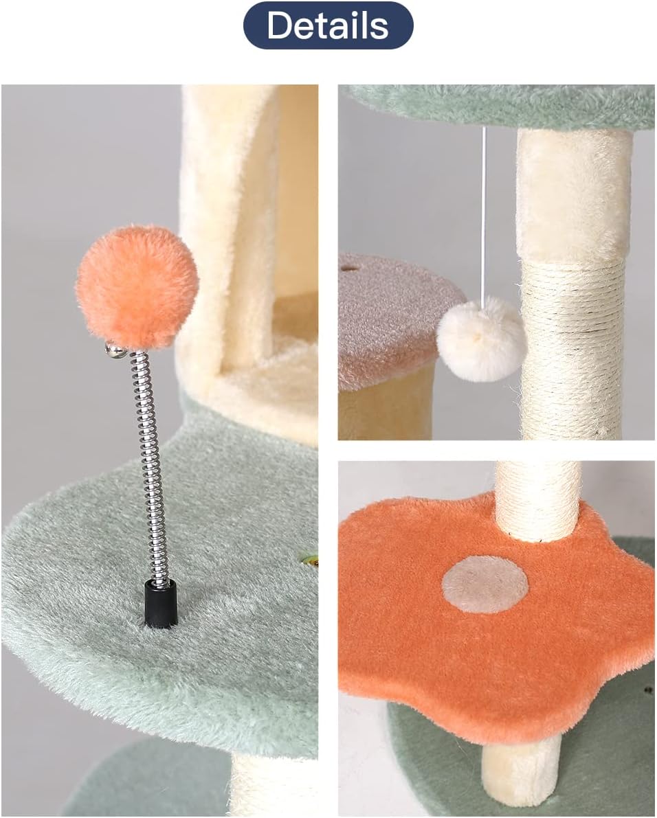 63 inch cat Tree Creative Climbing Frame cat Apartment with Flower Rest Platform