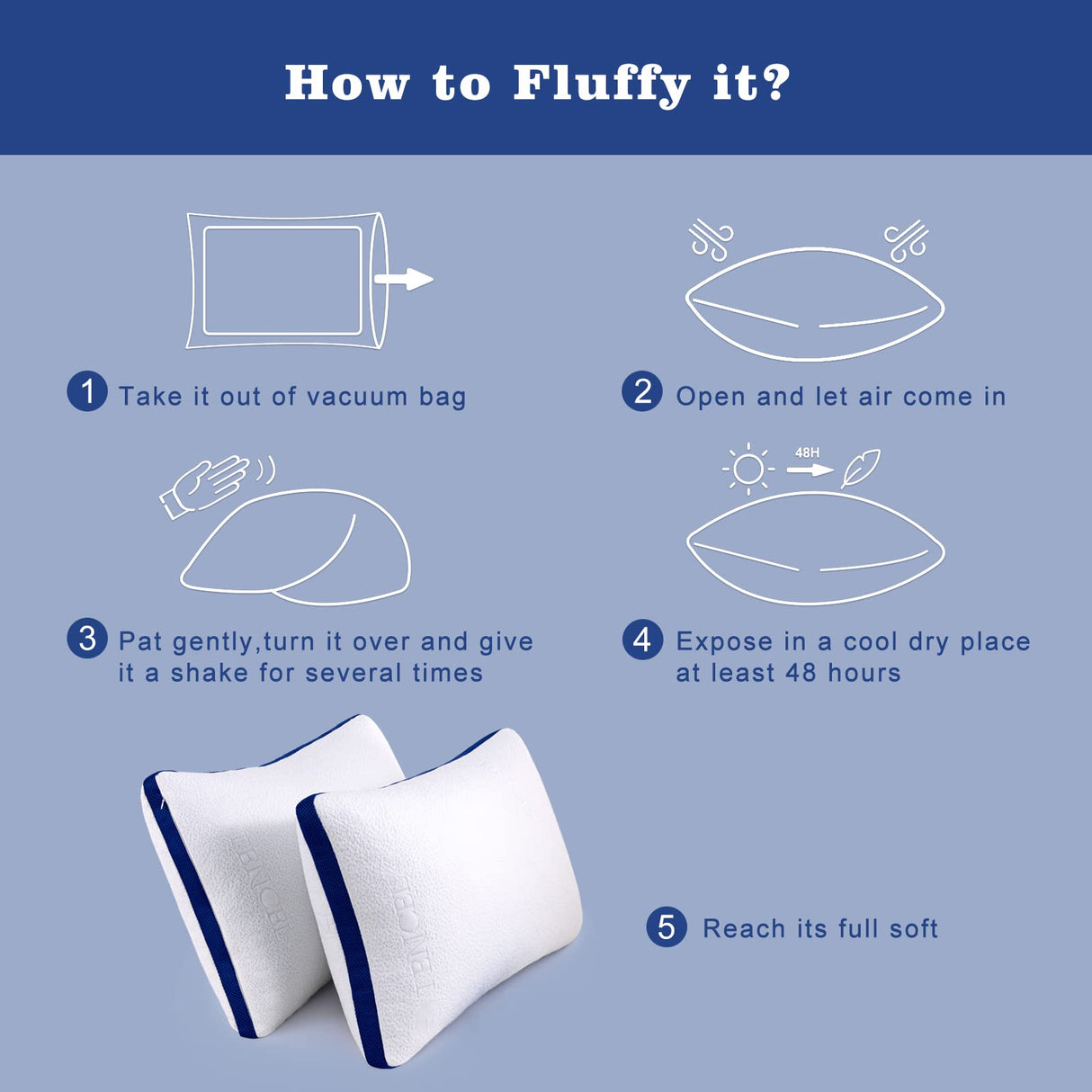 Cooling Bed Pillows for Sleeping 2 Pack Standard Size Shredded Foam