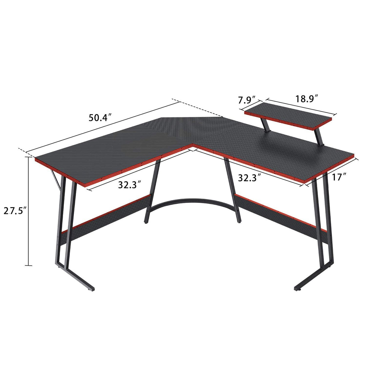 L Shaped Gaming Desk 51 Inch Computer Corner Desk, Home Pc Desk