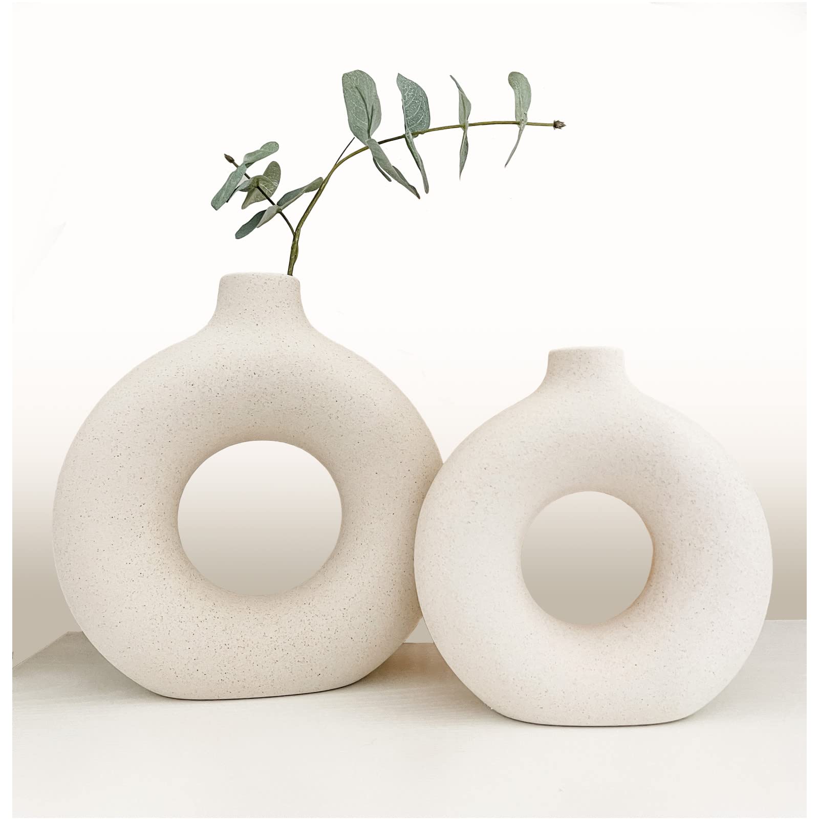 Ceramic Hollow Donut Vase Set of 2