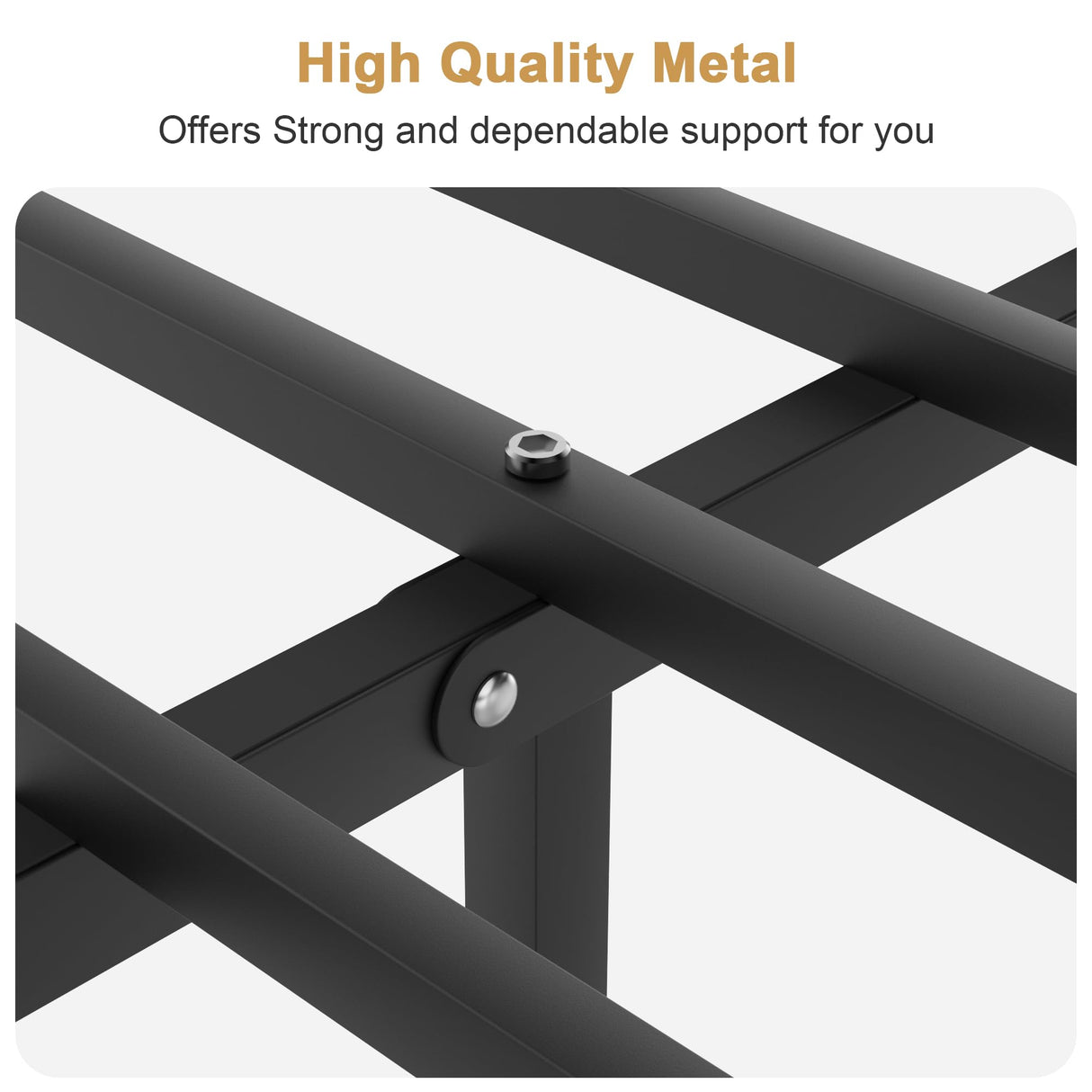 Metal Canopy Bed Frame Full Size, Four-Poster Canopied Platform Bed with Headboard