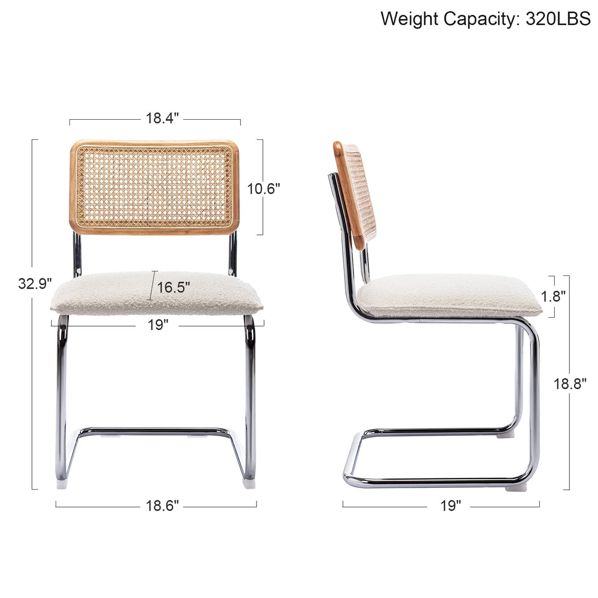 Rattan Dining Chairs with Cane Backrest