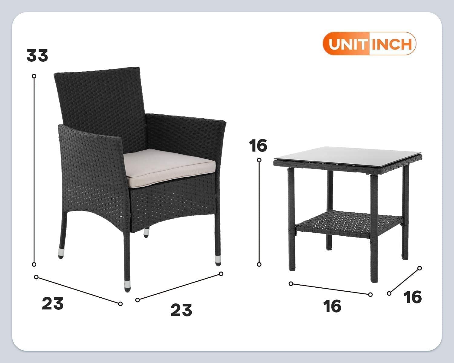 Outdoor Wicker Bistro Rattan Chair Conversation Sets with Coffee Table