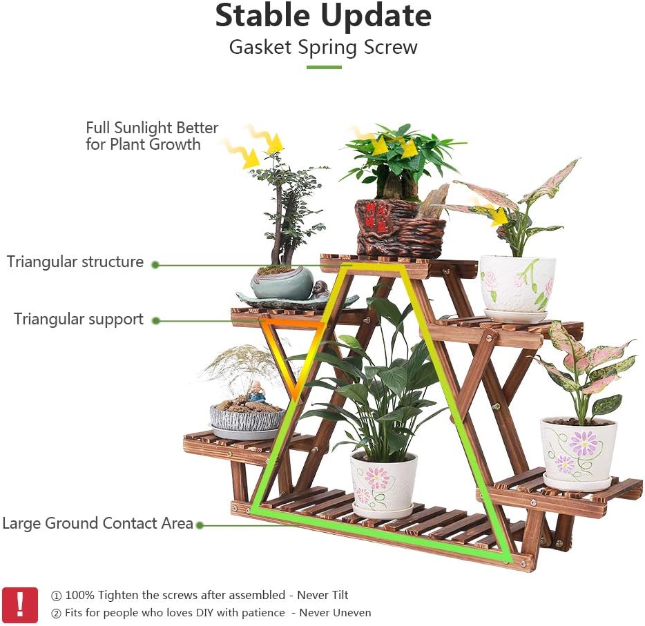 6-Tier Wooden Triangle Plant Stand – Space Saving Corner Shelf