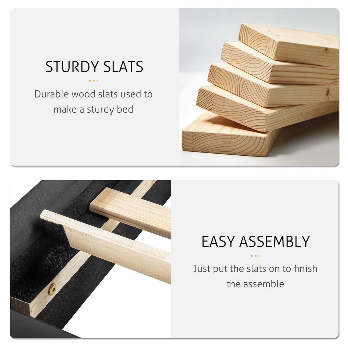 Modern Faux Leather Queen Bed Frame with Adjustable Headboard