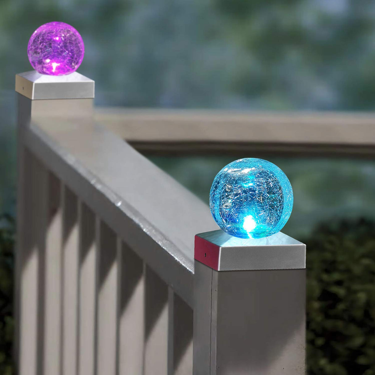 4x4 Solar Lights Deck Fence Railing Decorative Powered Gazing Ball Caps