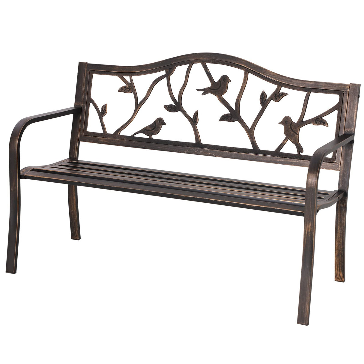 Outdoor Garden Park Bench Patio , Bench with Backrest and Armrests