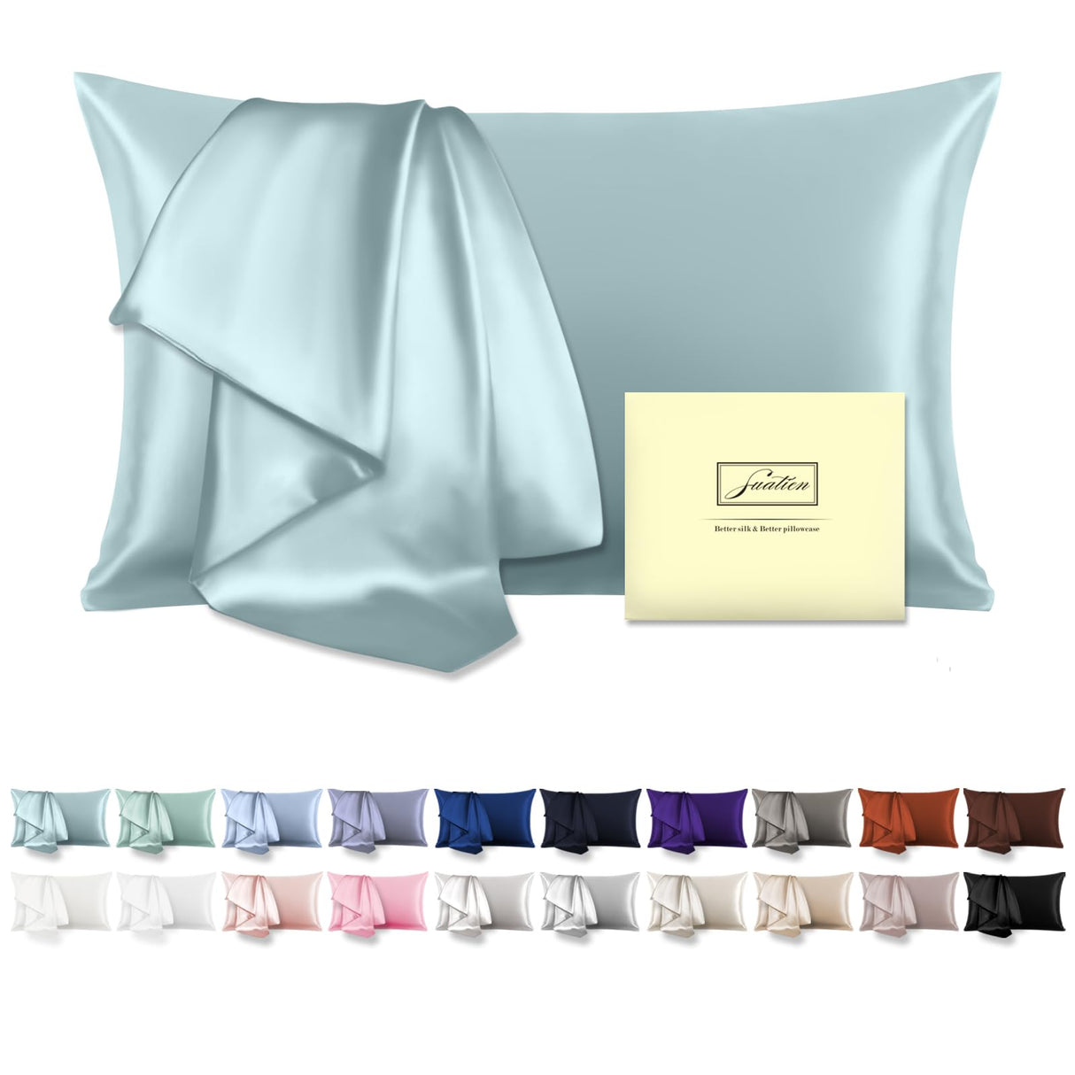 Mulberry Silk Pillowcase for Hair and Skin Standard Size 20"X 26" with Hidden Zipper