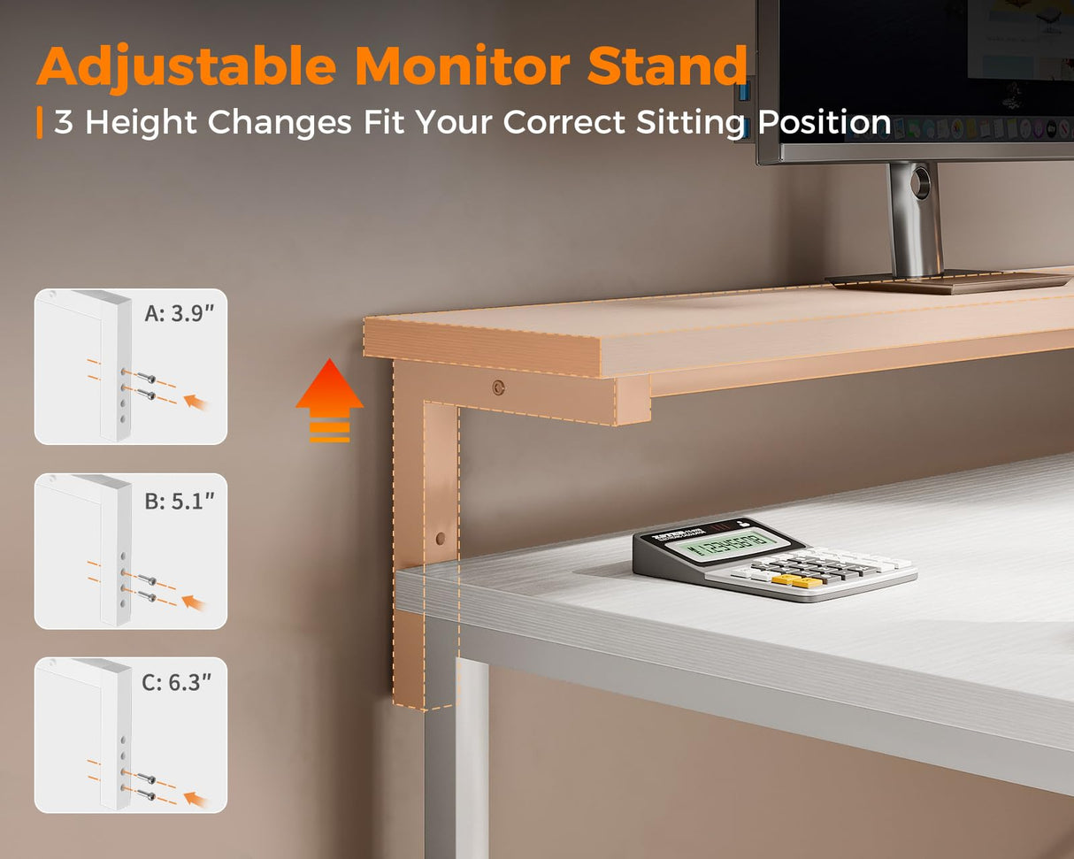 L Shaped Computer Desk, 55" Office Desk with File Cabinet