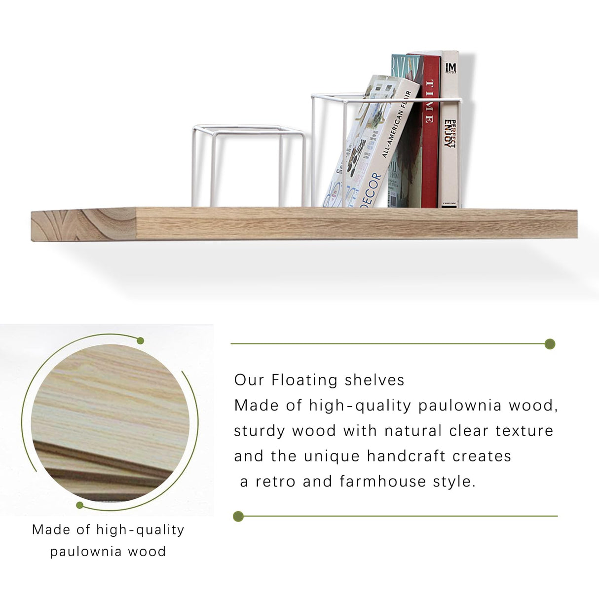 Floating Shelves, Rustic Solid Wood Shelves Set of 3,Floating Shelves for Wall Mounted