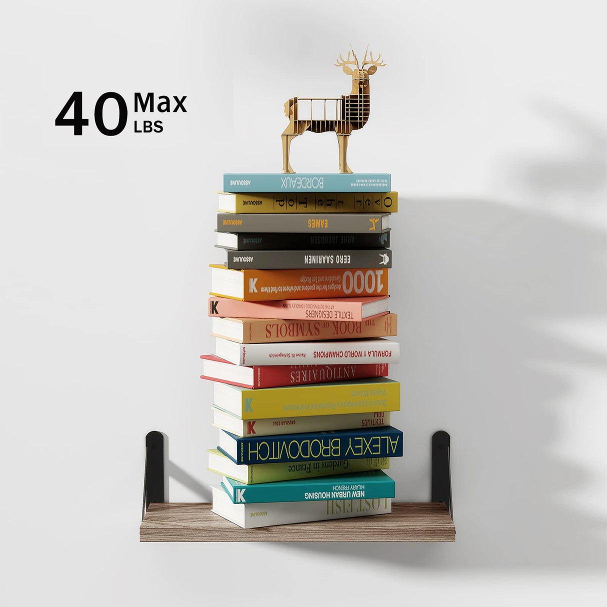 Wall Floating Shelves, Wall Mounted Shelf Set of 4, with Metal Baskets, Rustic DƩcor Style