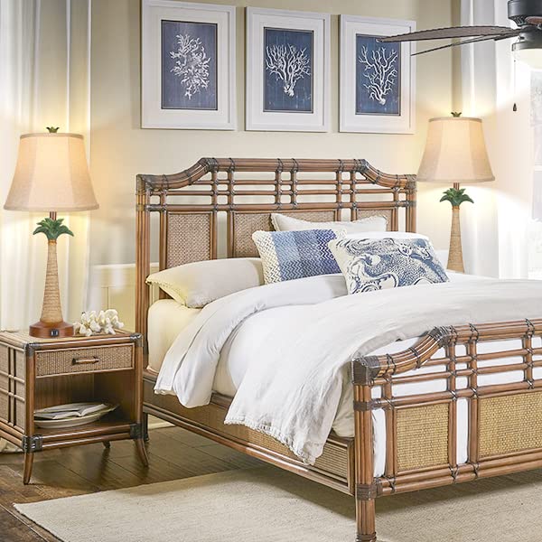 Set of 2 Coastal Palm Tree Table Lamps with 2 USB Ports