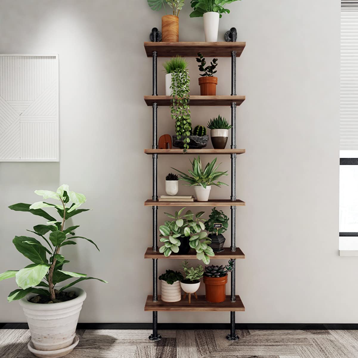 Industrial Pipe Bookshelves Rustic Wall Ladder Bookshelf Display Storage Stand Shelf