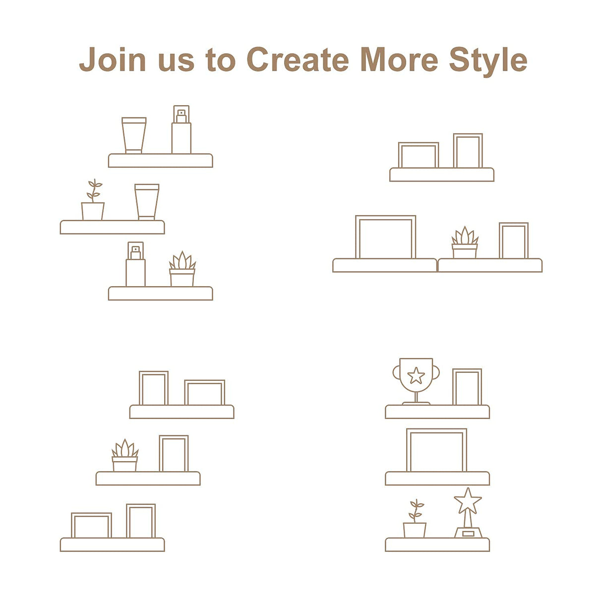 Floating Shelves, 16.9 inch Rustic Wood Wall Shelves Floating Shelf with Ledge Picture