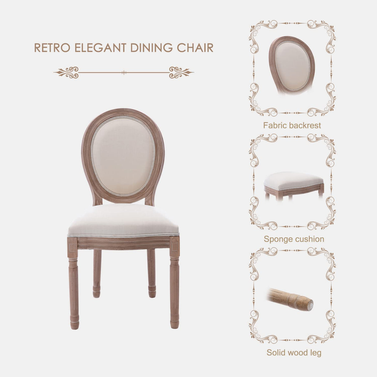 French Country Dining Chairs Set of 6, Farmhouse Dining Chairs