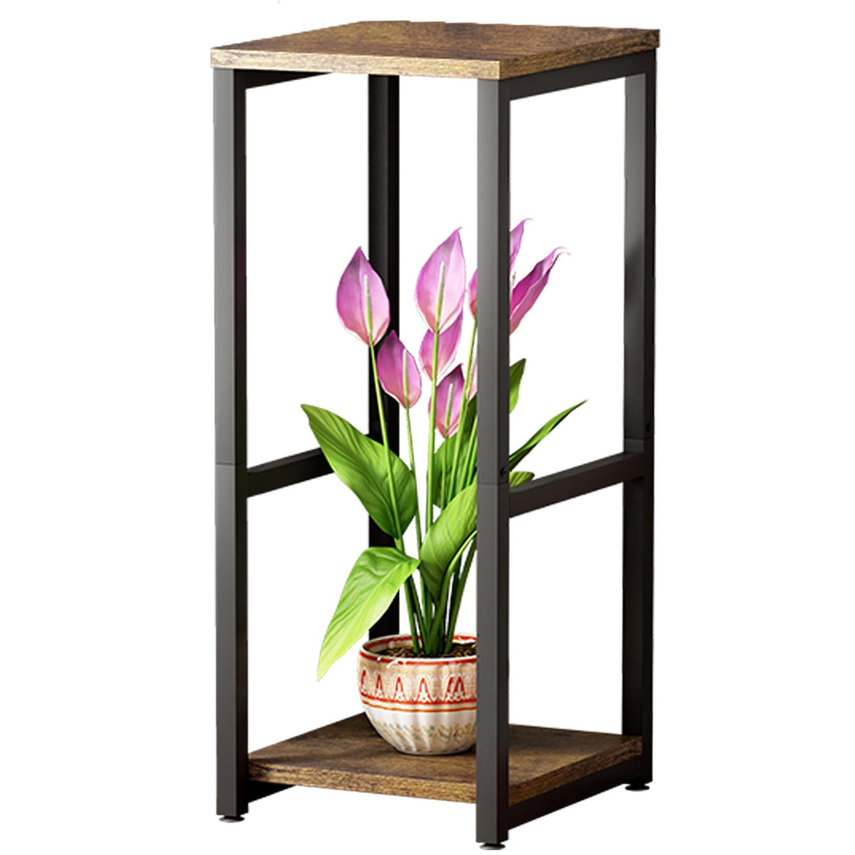 FloraFrame Duo – Sleek 2 Tier Metal & Wood Plant Stand