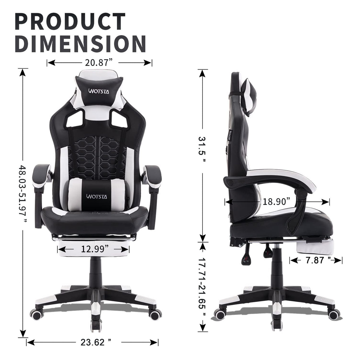 Ergonomic PC Gaming Chair with Footrest Comfortable Headrest