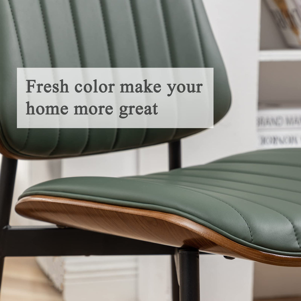 Dining Chairs Set of 2 Mid Century Modern Retro Faux Leather Chair