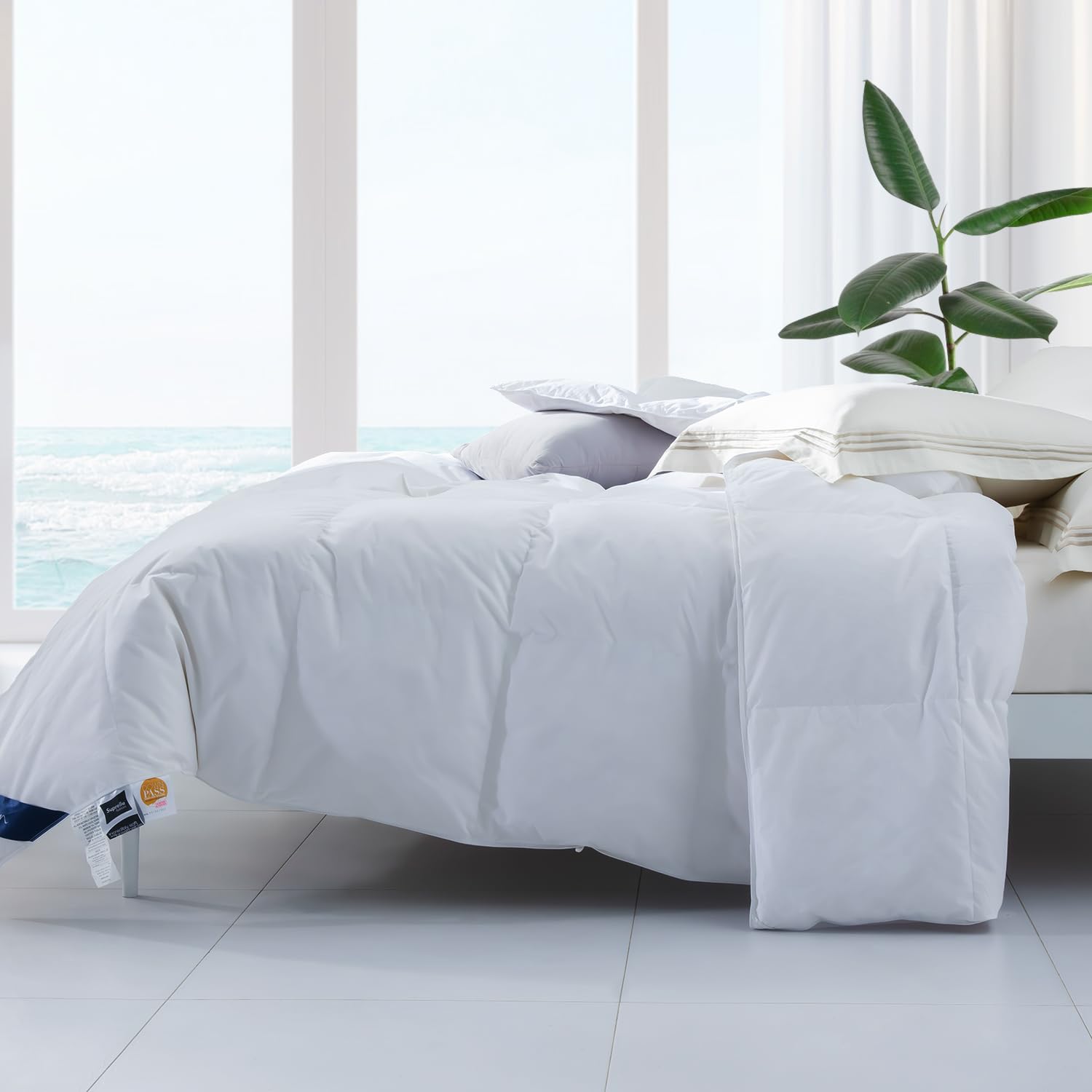 Ultra-Soft Lightweight Down Feather Comforter King Size,Breathable Thin Blanket Duvet