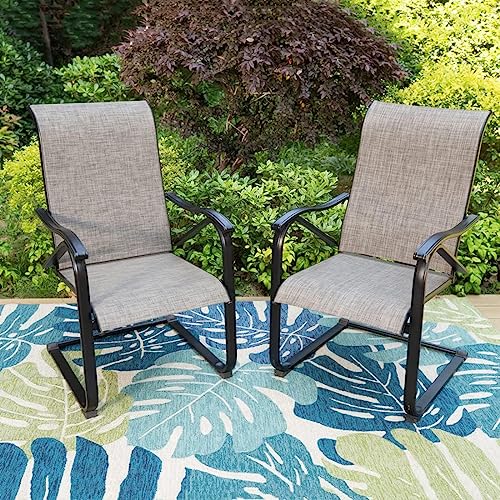 Outdoor Sling Dining Chair, 2 PCS Heavy Duty Spring Motion Patio Dining Chair