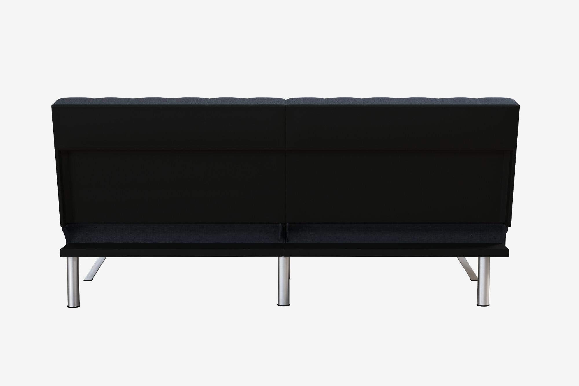 Emily Futon With Chrome Legs, Navy Linen