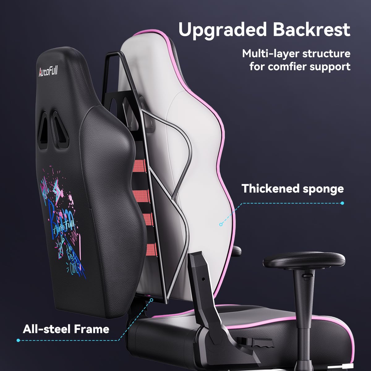 C3 Gaming Chair Office Chair with Ergonomic Wingless Cushion PU Leather Racing Style